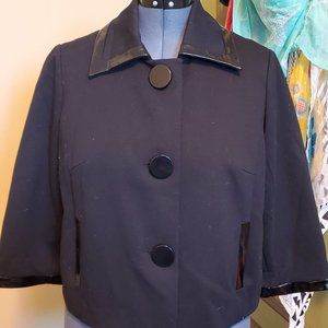 Black blazer with patent leather trim